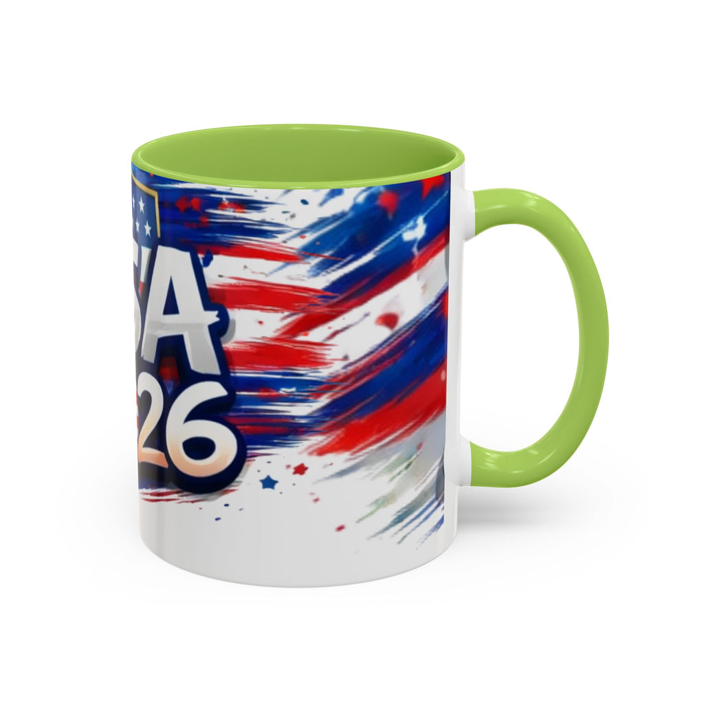 USA 2026 Flag Accent Coffee Mug — Patriotic Fourth of July Drinkware