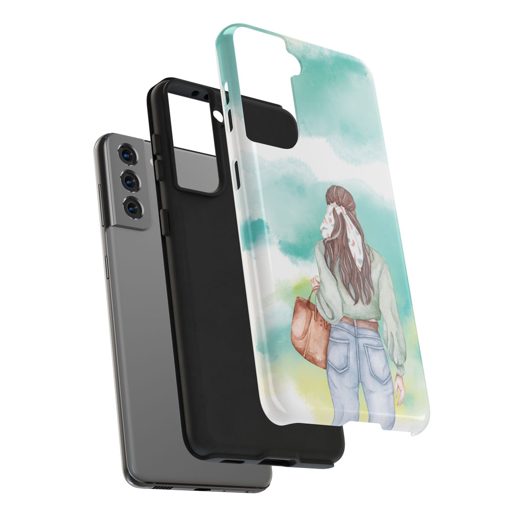 Watercolor Girl Tough Phone Case — Trendy Pastel Back-to-School Protective Cover