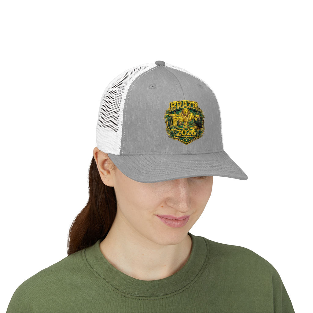 Brazil  Vintage Patch Trucker Cap — Rustic 2026 Crest Snapback