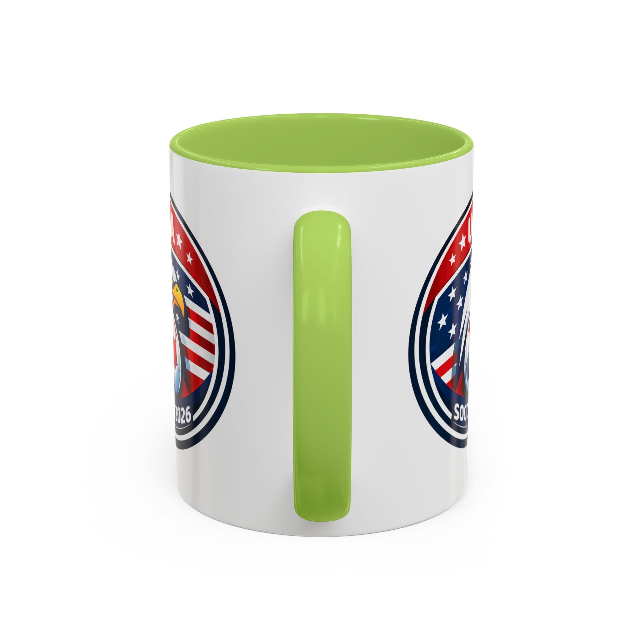 USA Soccer 2026 Accent Coffee Mug — Eagle & Flag Soccer Team Fan Gift (11/15oz)