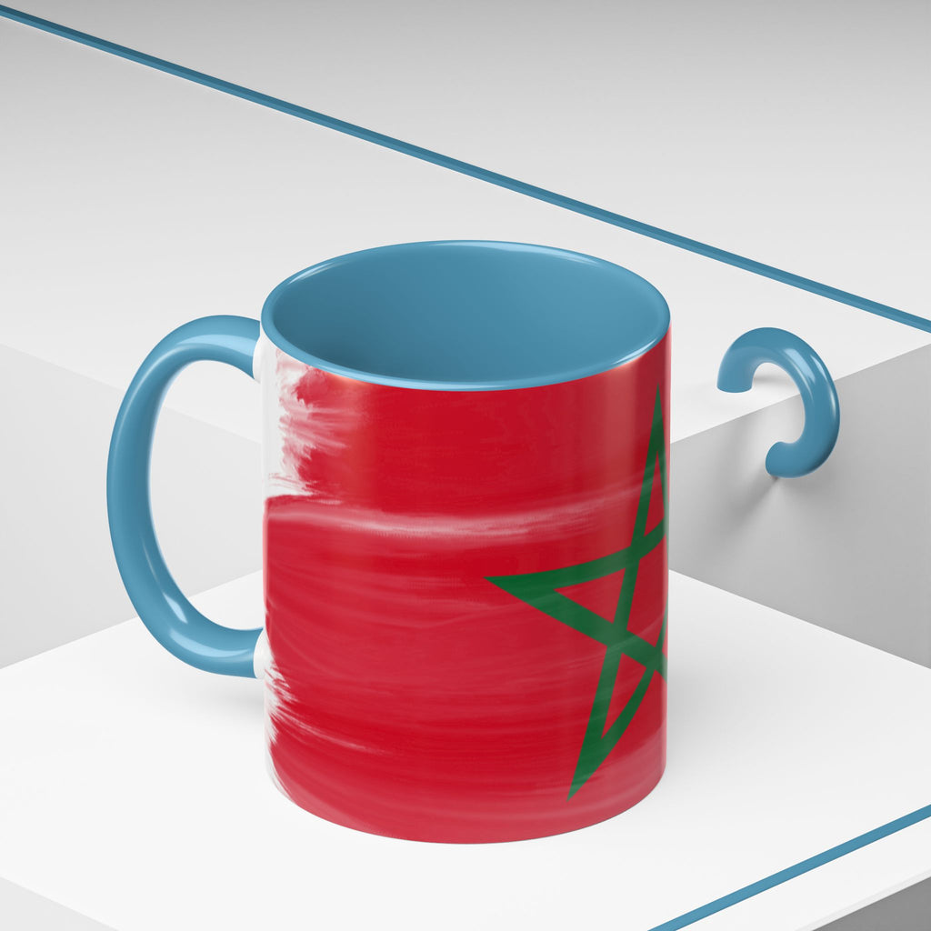 Morocco Flag Accent Coffee Mug — Red & Green Moroccan Star Design (11/15oz)