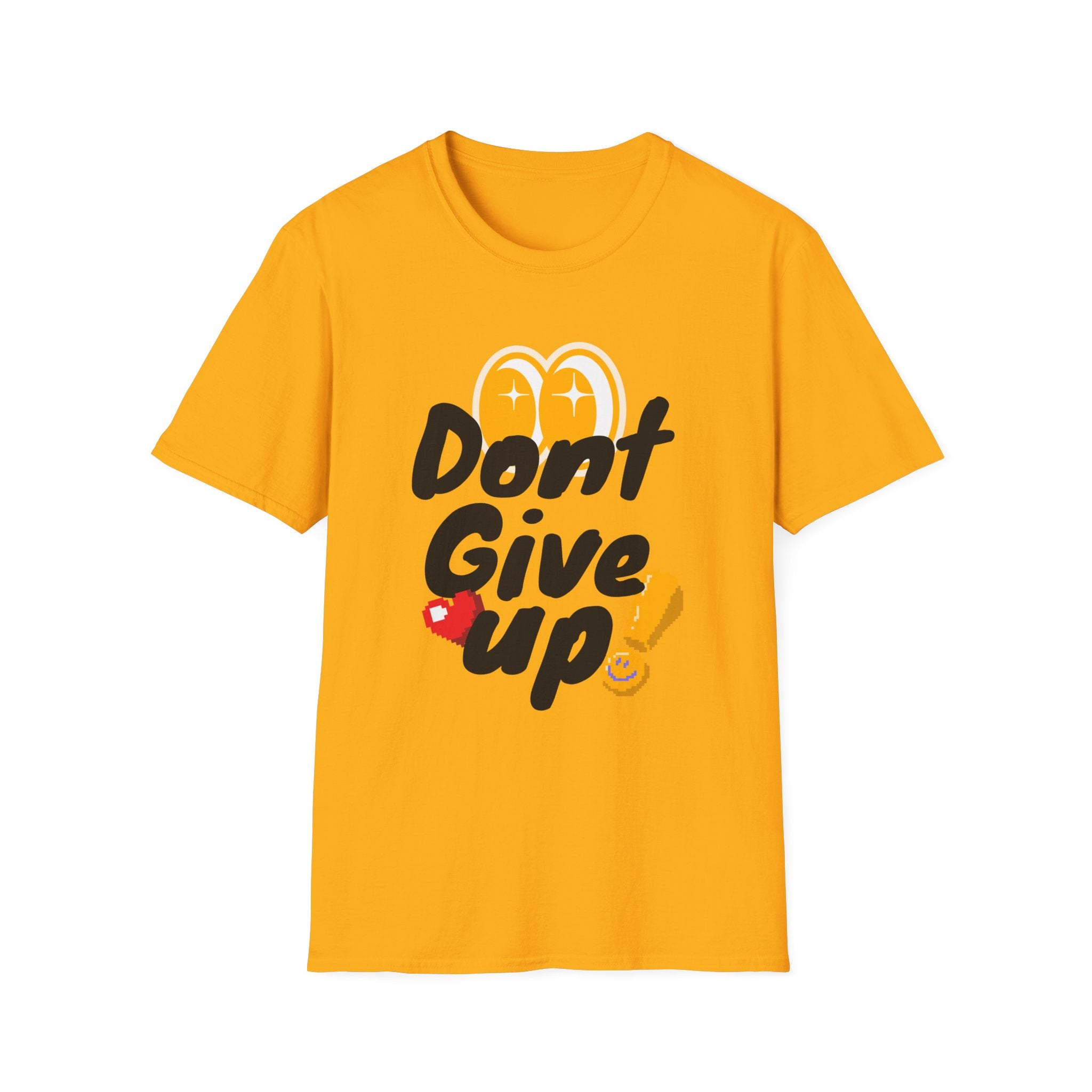 Don't Give Up T-Shirt — Motivational Graphic Tee with Positive Icons