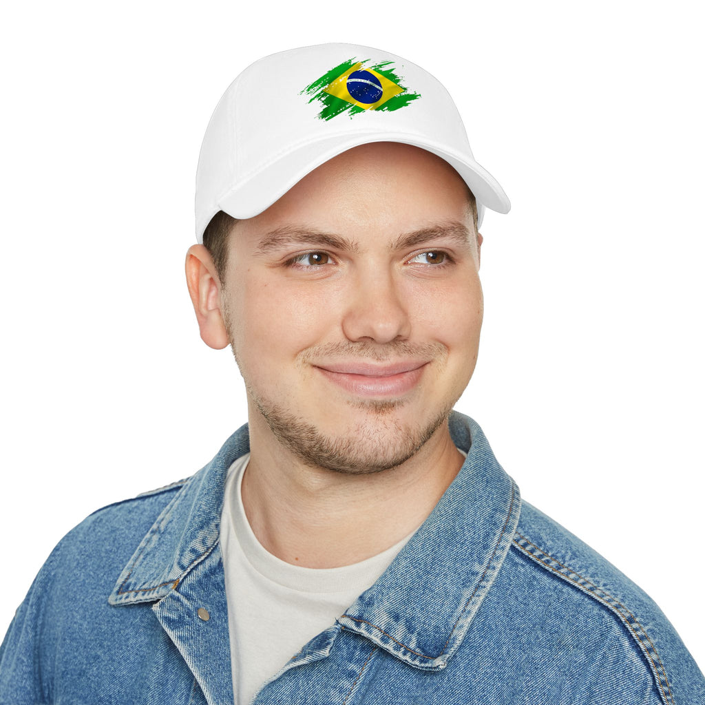 Brazil Flag Baseball Cap — Distressed Brushstroke Brazilian Flag Hat