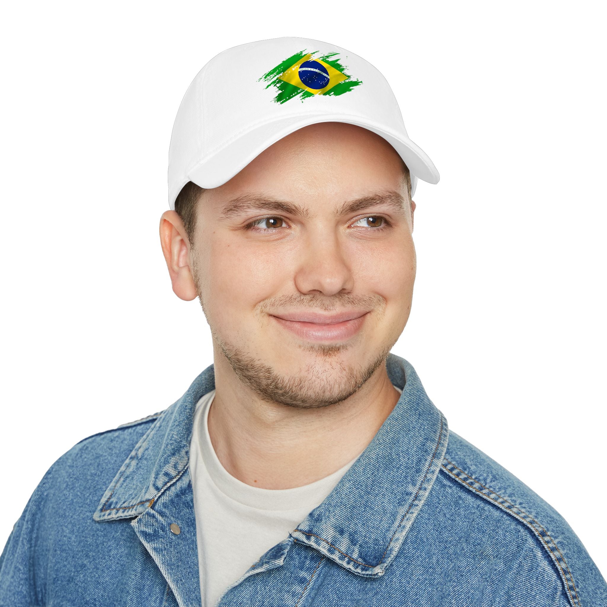Brazil Flag Baseball Cap — Distressed Brushstroke Brazilian Flag Hat