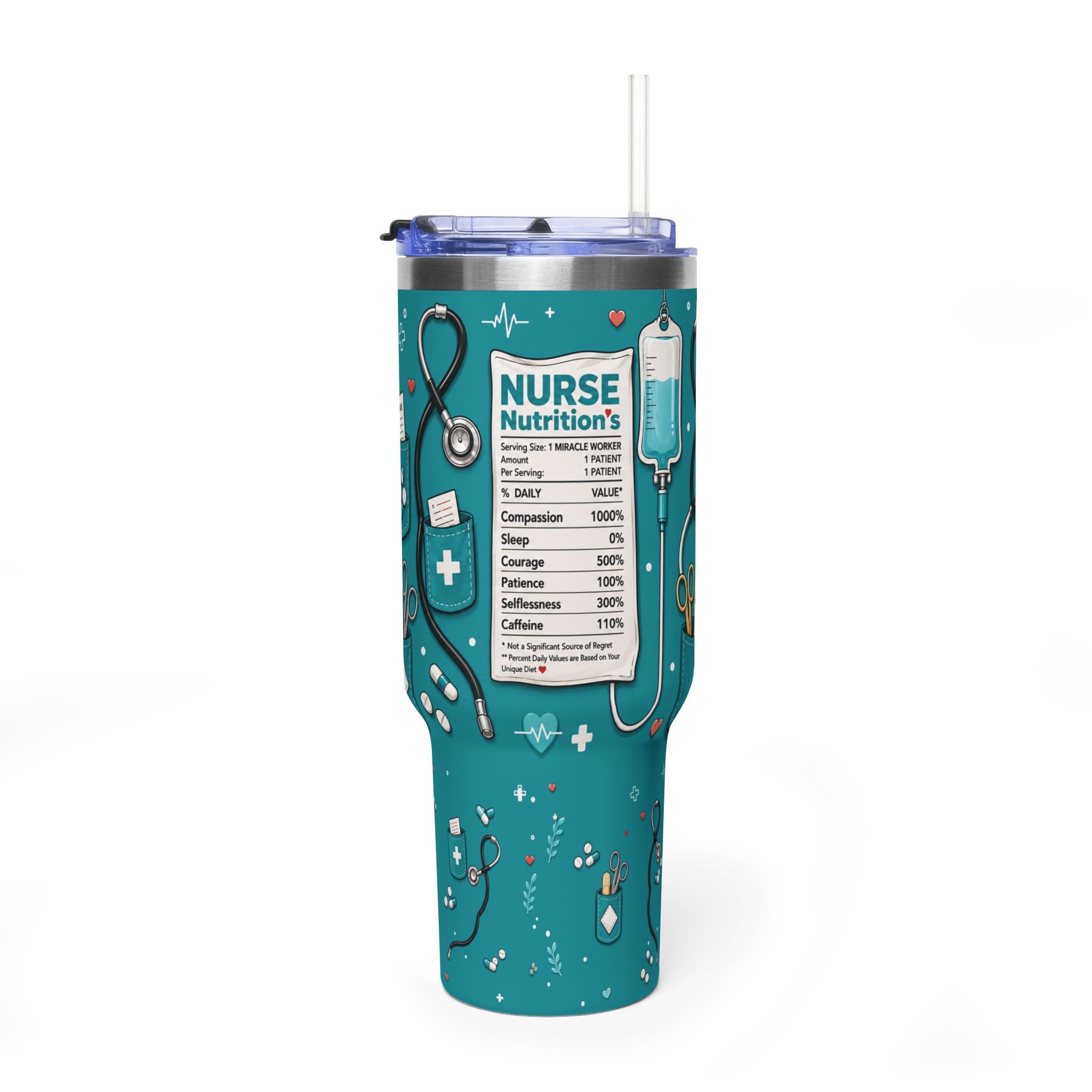 Nurse Nutrition 40oz Vacuum Tumbler – Medical Tools Pattern Insulated Travel Mug