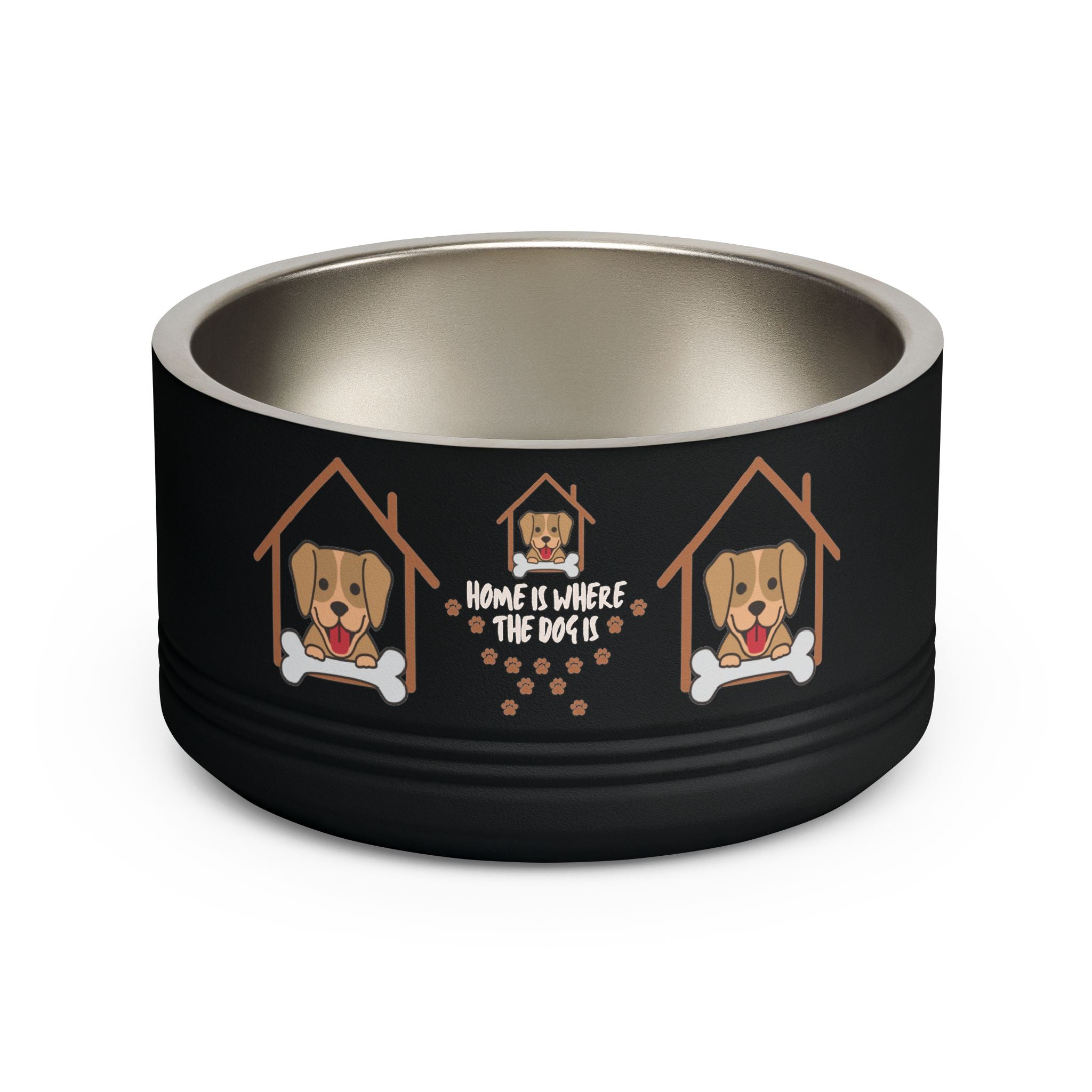 Dog Bowl — "Home Is Where The Dog Is" 18oz Stainless Pet Bowl