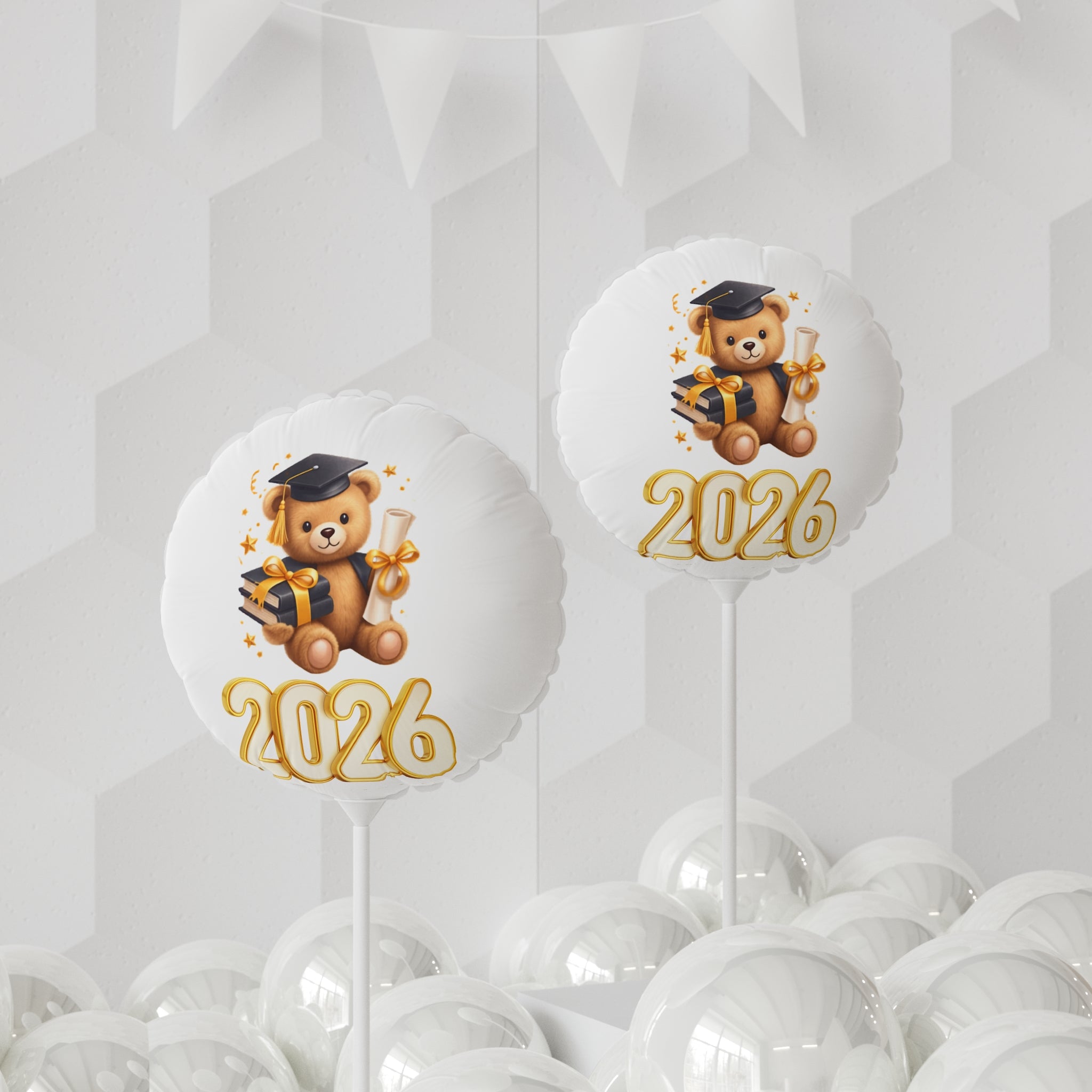 2026 Graduation Teddy Balloon — 11" Round/Heart Foil