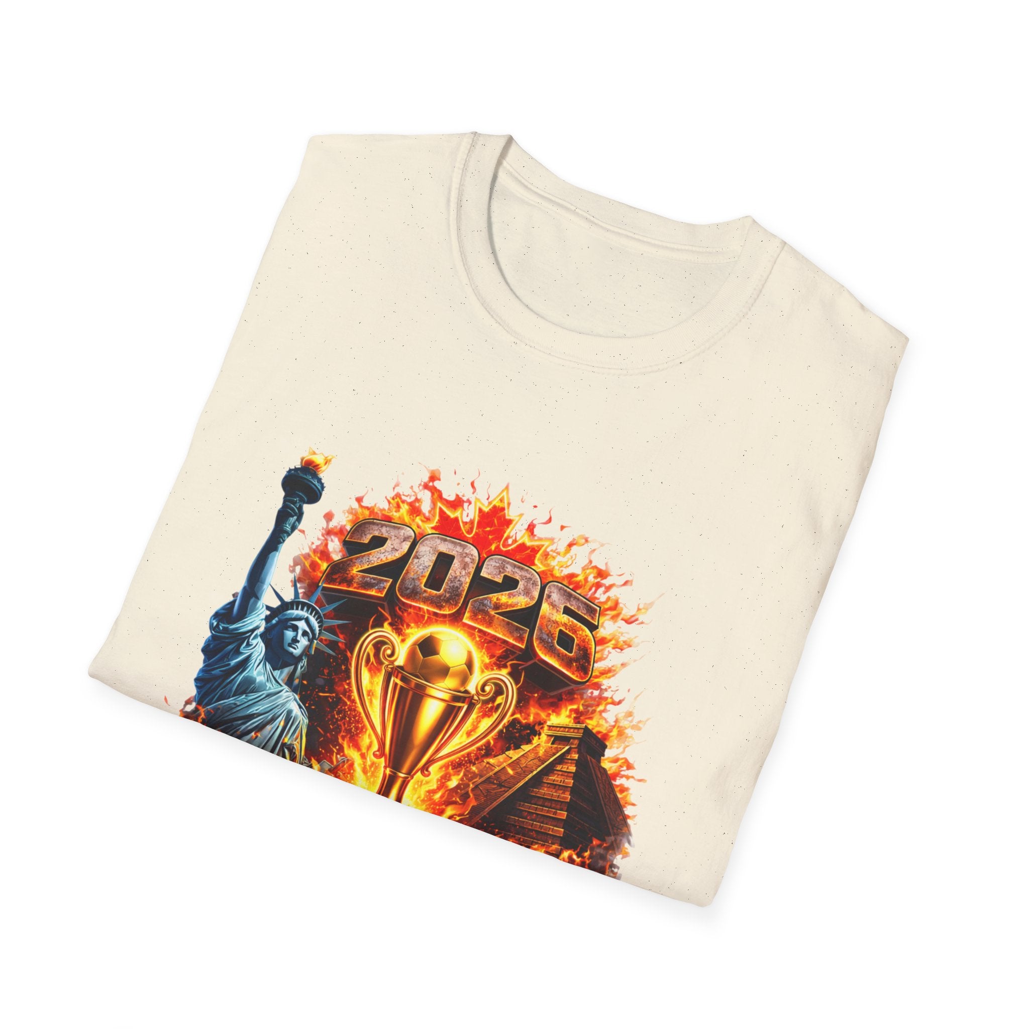 2026 North America Soccer Cup T-Shirt — Trophy, Statue of Liberty & Flags Graphic