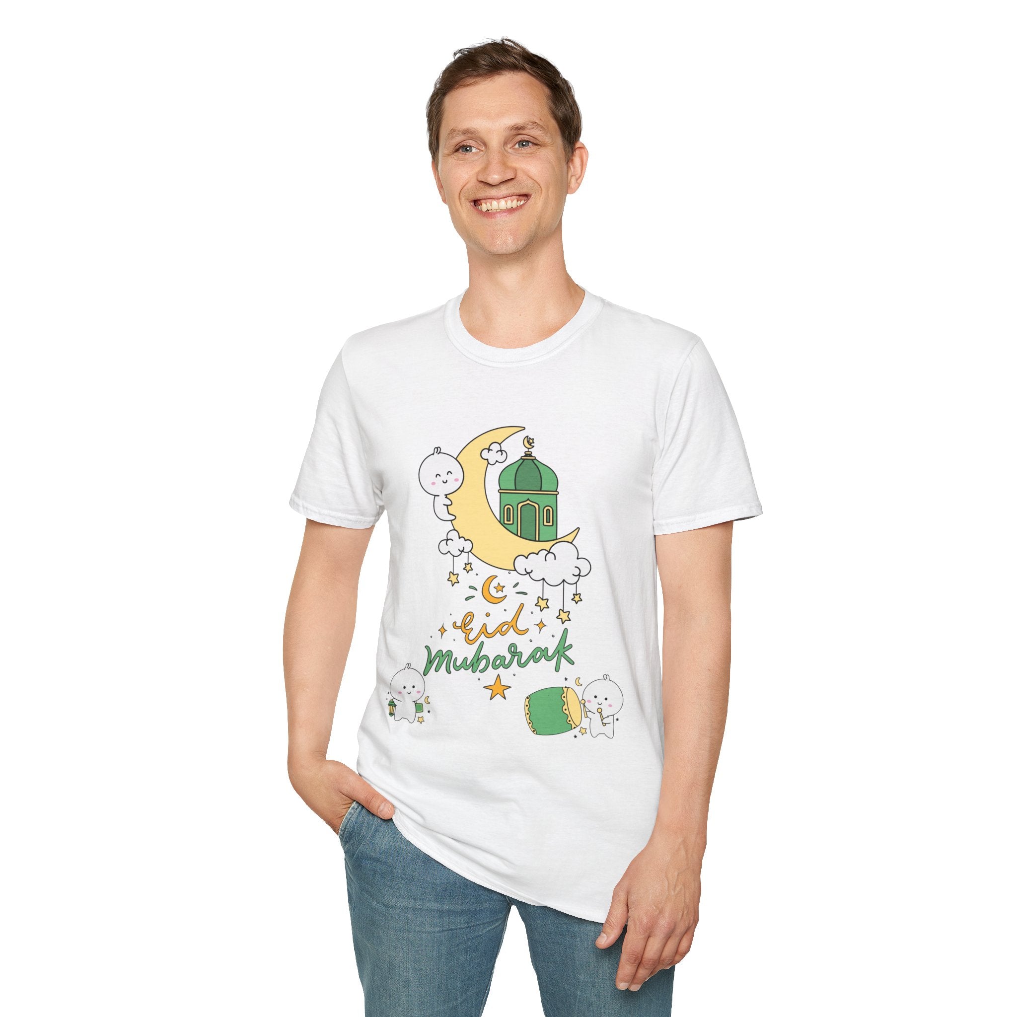 Eid Mubarak T-Shirt — Cute Mosque Moon & Lantern Ramadan Tee
