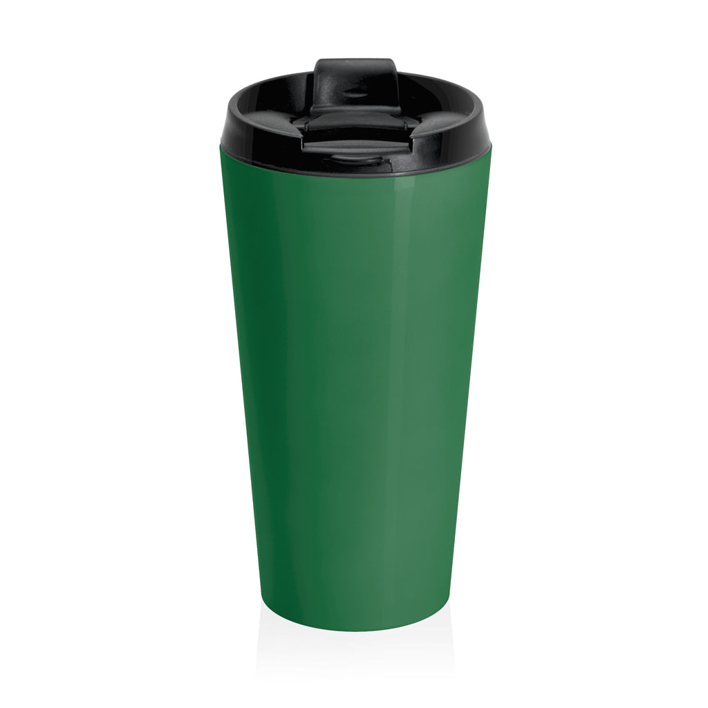Hamsa Hand Stainless Steel Travel Mug — Green Spiritual Tumbler with Protective Eye