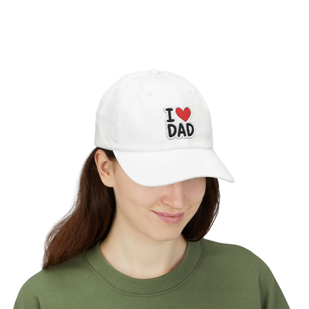 I  DAD Embroidered Dad Cap — Classic White Baseball Hat for Father’s Day