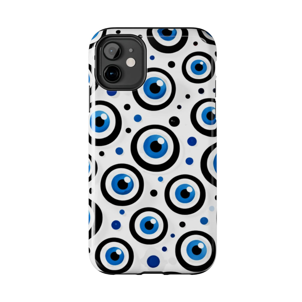 Blue Evil Eye Pattern Tough Phone Case — Protective Ceramic Nazar Design