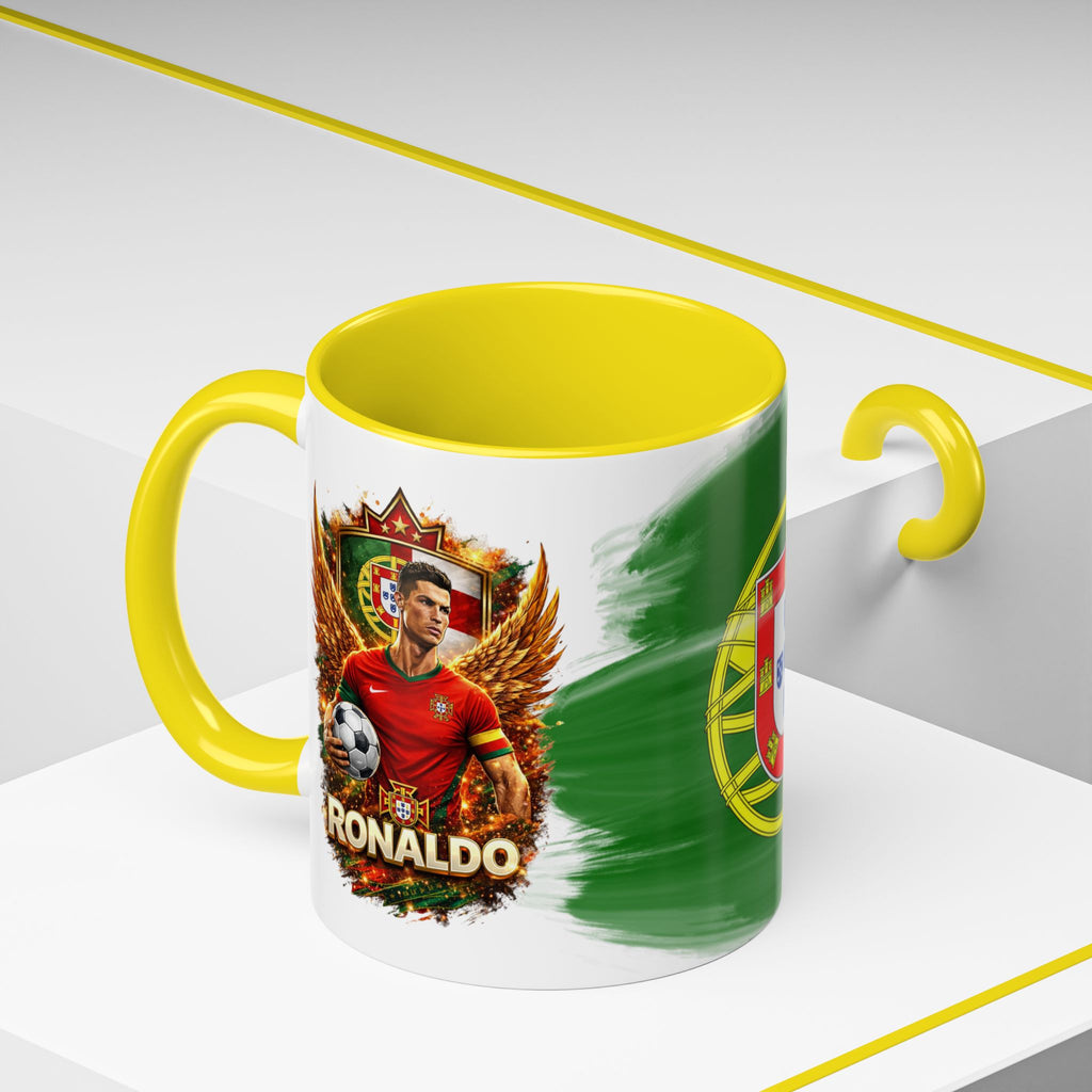 Portugal Flag Accent Coffee Mug — Painted Portuguese Crest Design (11/15oz)