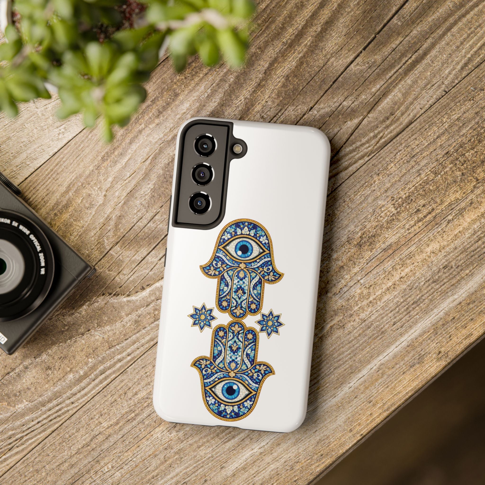 Hamsa Eye Tough Phone Case — Blue Mosaic Protective Phone Cover