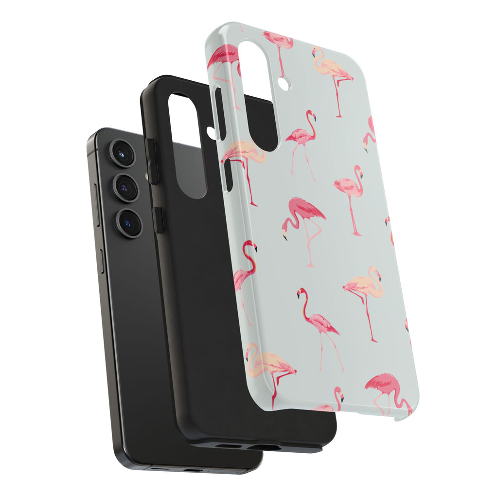 Flamingo Pattern Tough Phone Case — Cute Pink Birds Protective Phone Cover