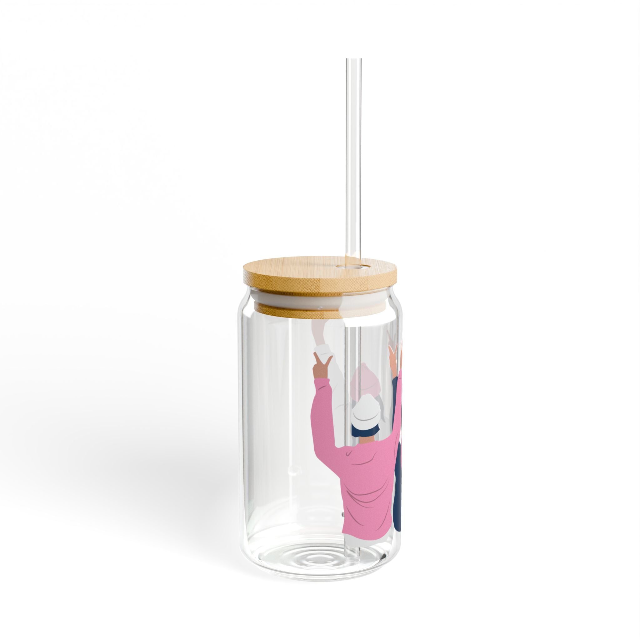 16oz Glass Sipper - Friends Raising Glasses Design