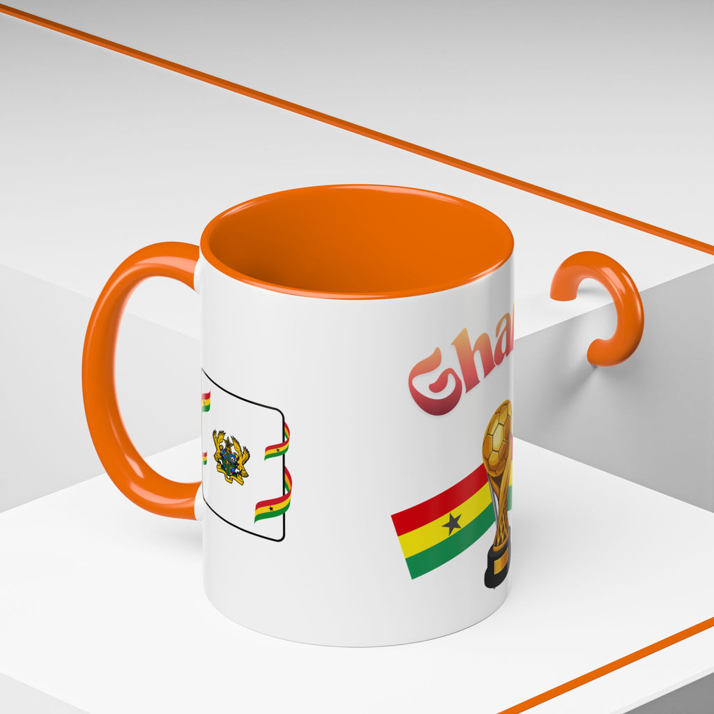 Ghana Soccer Trophy Accent Coffee Mug — Ghana Flag Football Cup Design (11/15oz)