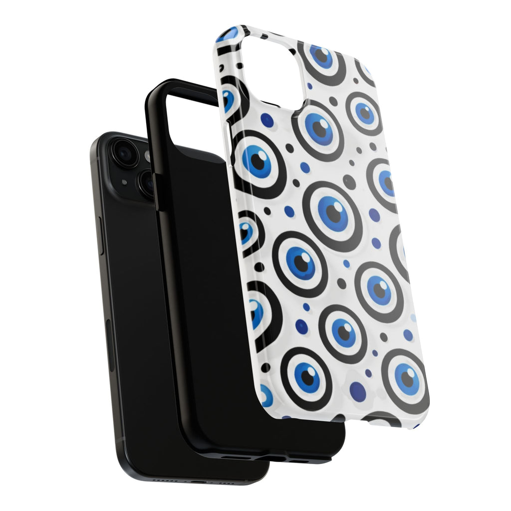 Blue Evil Eye Pattern Tough Phone Case — Protective Ceramic Nazar Design