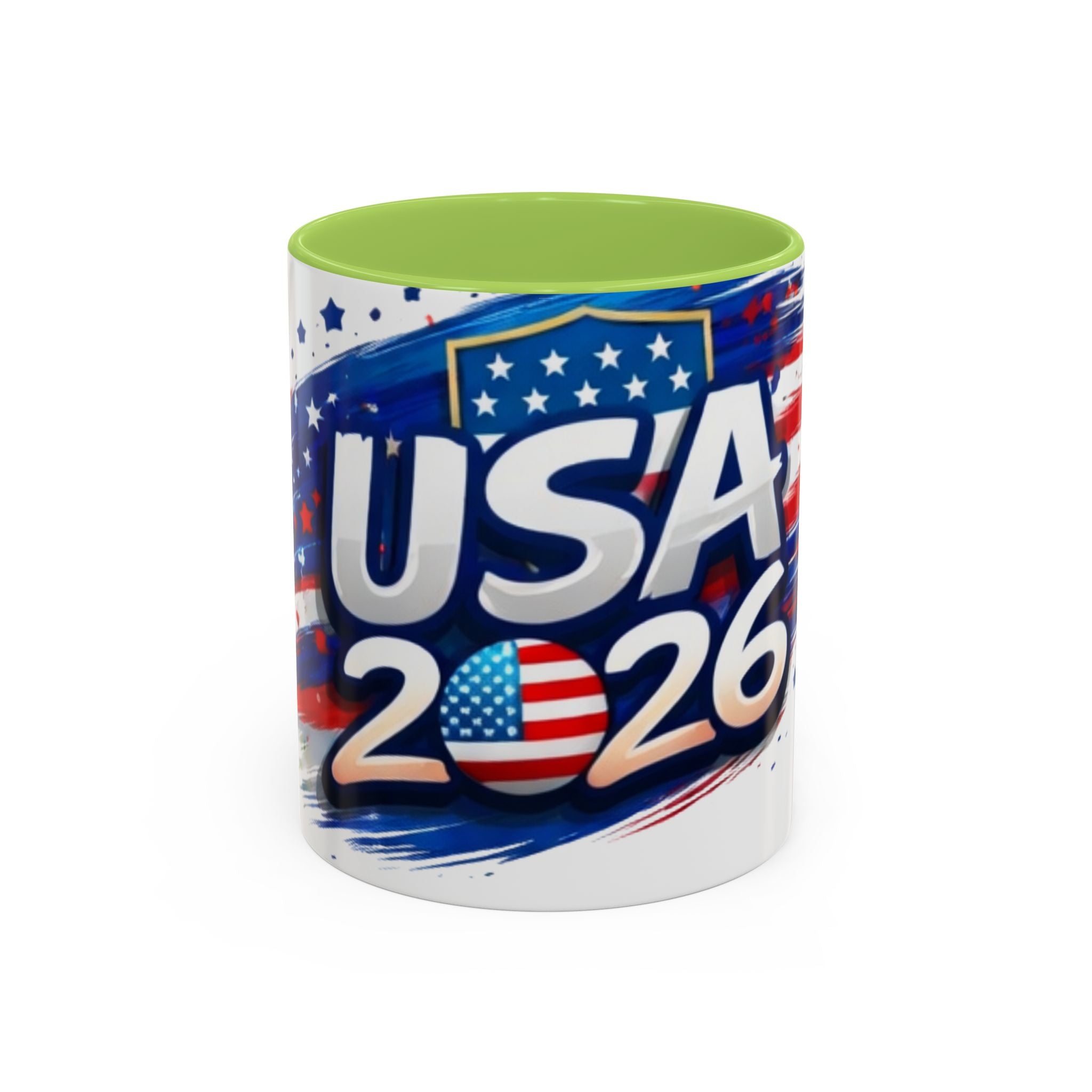 USA 2026 Flag Accent Coffee Mug — Patriotic Fourth of July Drinkware