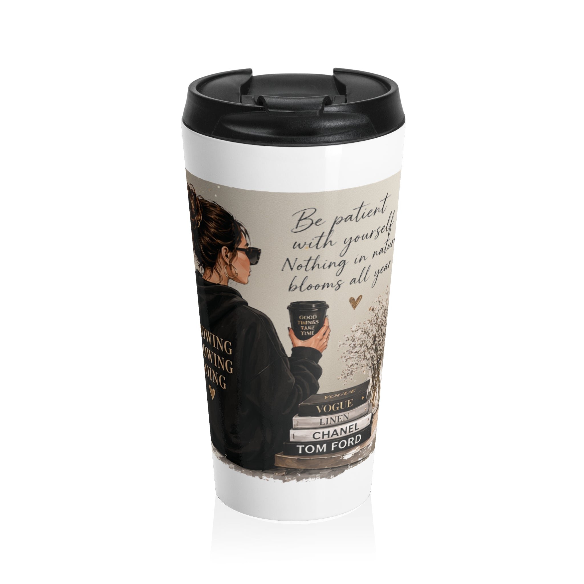 Inspirational Coffee Travel Mug — 'Be Patient With Yourself' Stainless Steel Tumbler