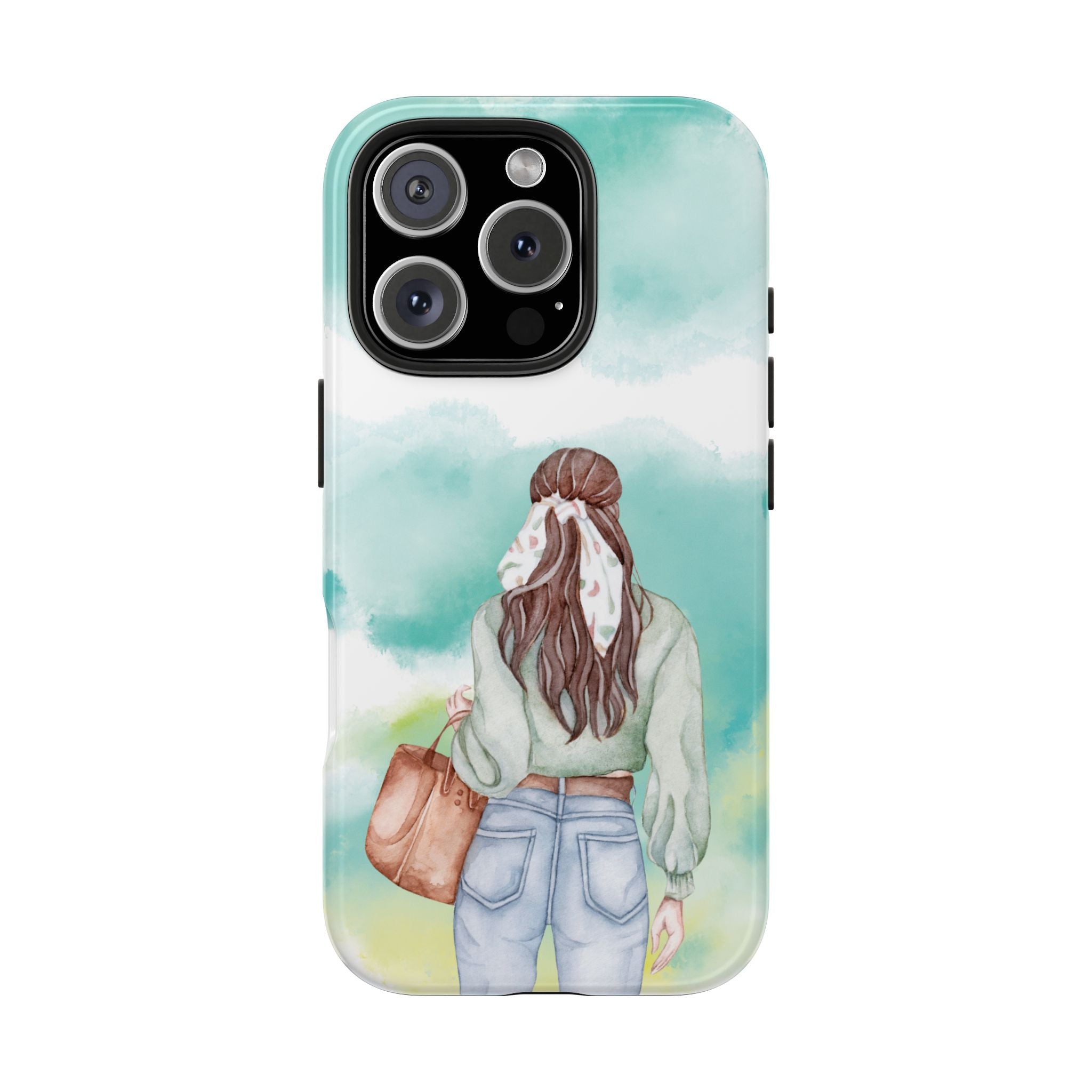 Watercolor Girl Tough Phone Case — Trendy Pastel Back-to-School Protective Cover