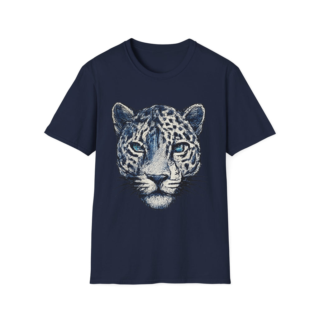 Leopard Face T-Shirt — Realistic Blue-Eyed Big Cat Graphic Tee