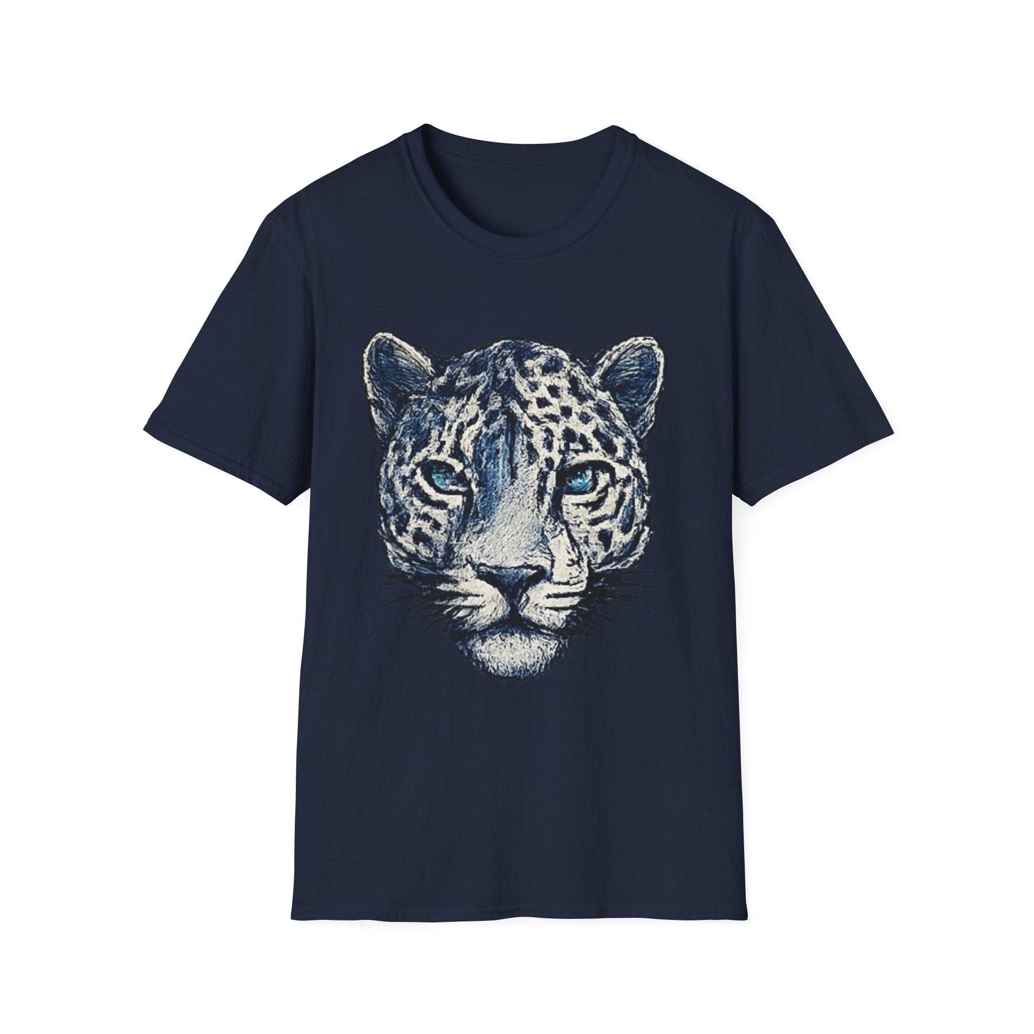 Leopard Face T-Shirt — Realistic Blue-Eyed Big Cat Graphic Tee