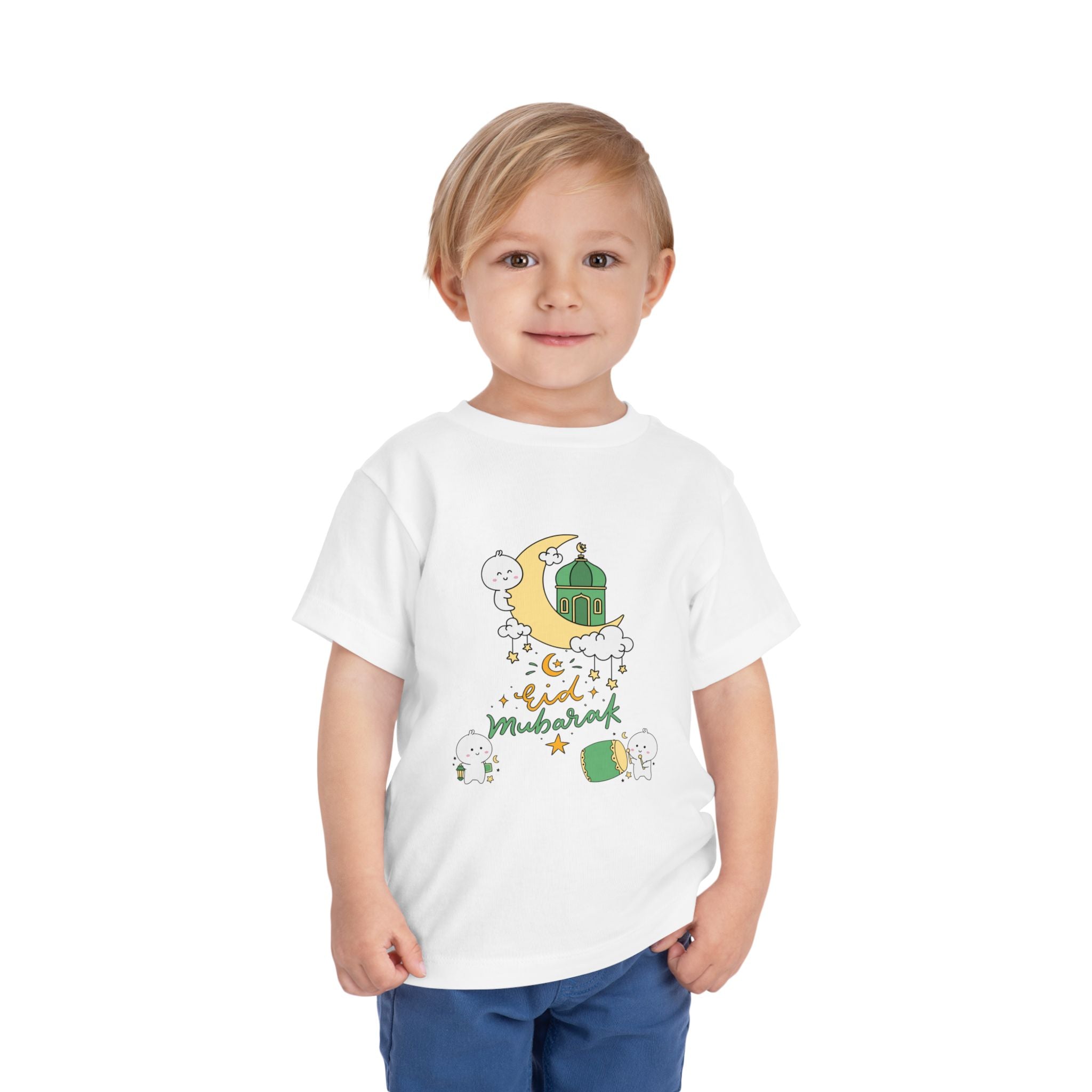 Eid Mubarak Toddler Tee — Cute Mosque & Moon Ramadan Shirt for Kids