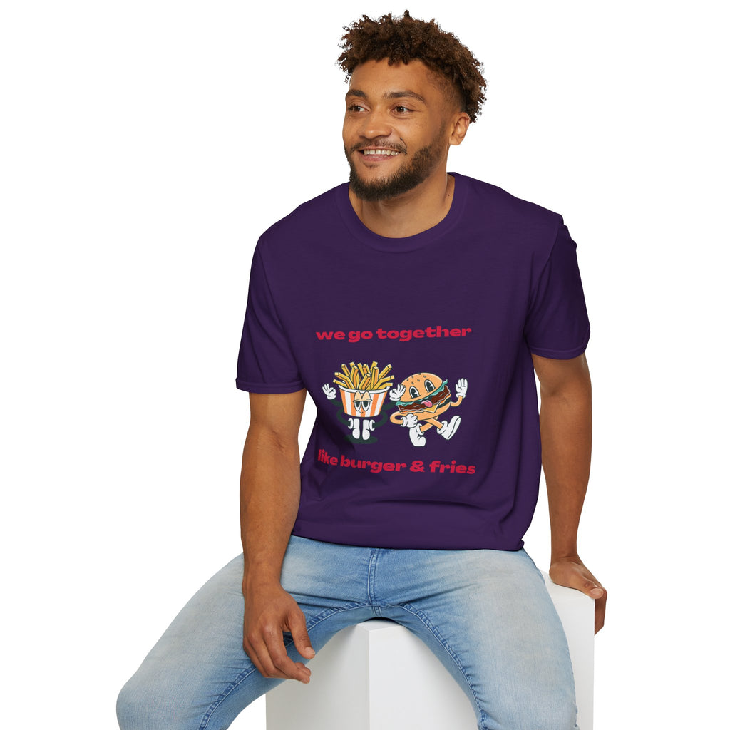 Burger & Fries Graphic T-Shirt — "We Go Together" Cute Matching Tee