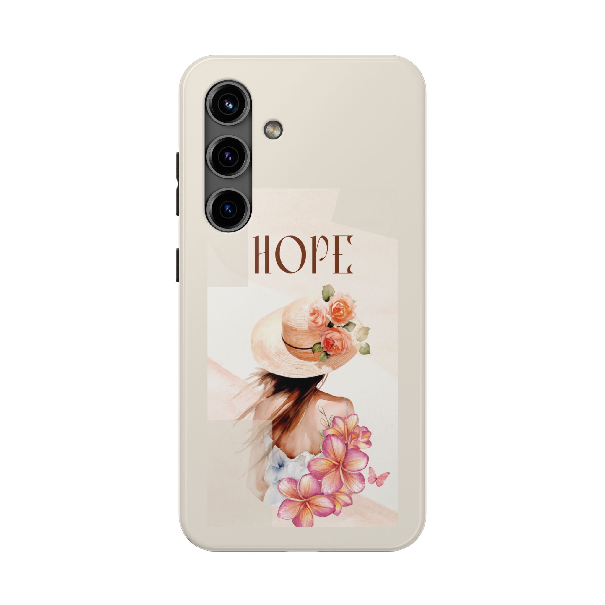 Hope Floral Tough Phone Case — Protective iPhone Case with Watercolor Girl & Flowers