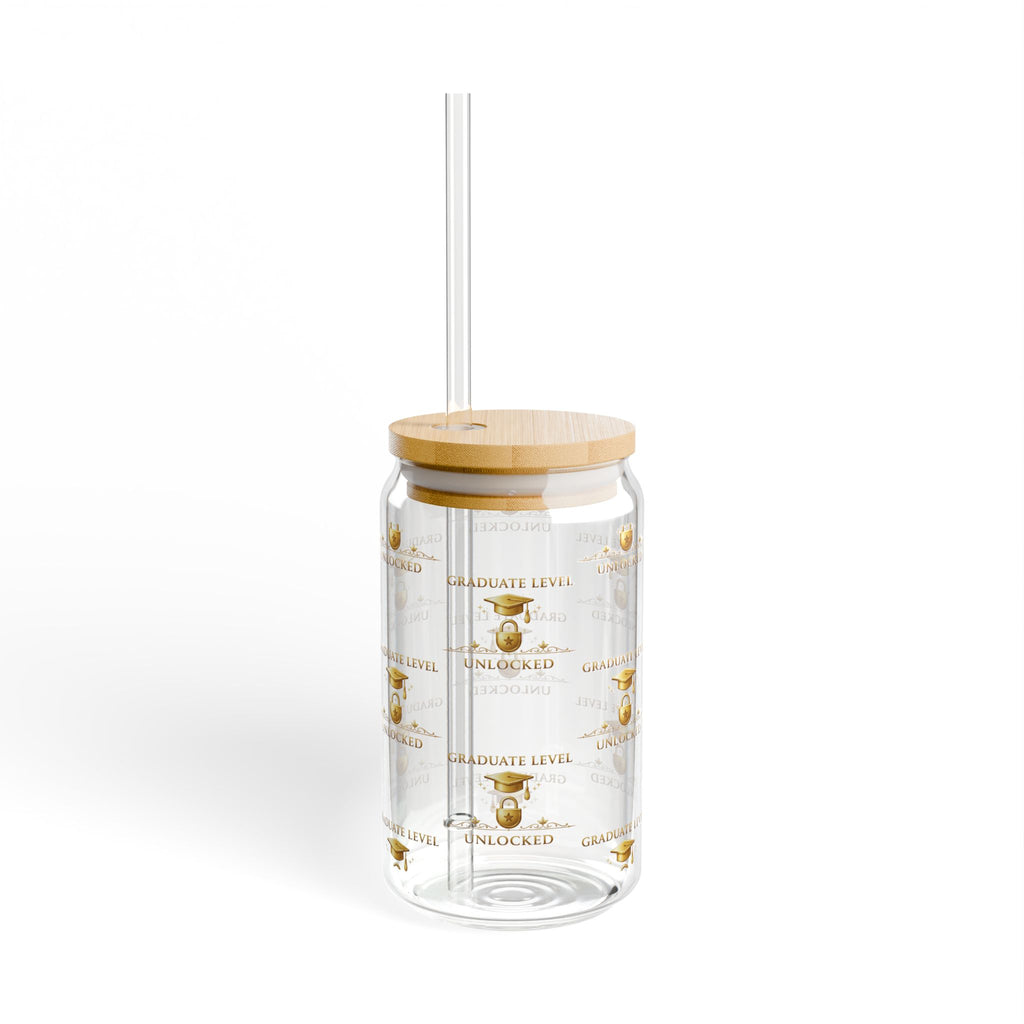 Graduation Sipper Glass 16oz — Reusable Bamboo Lid & Straw Tumbler (Celebrate Grad)