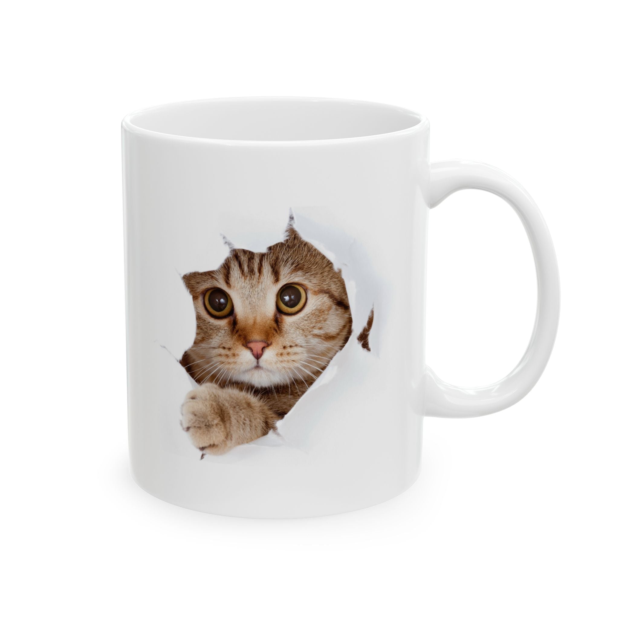 Cat Face Ceramic Mug - Cute Kitten Coffee Tea Cup