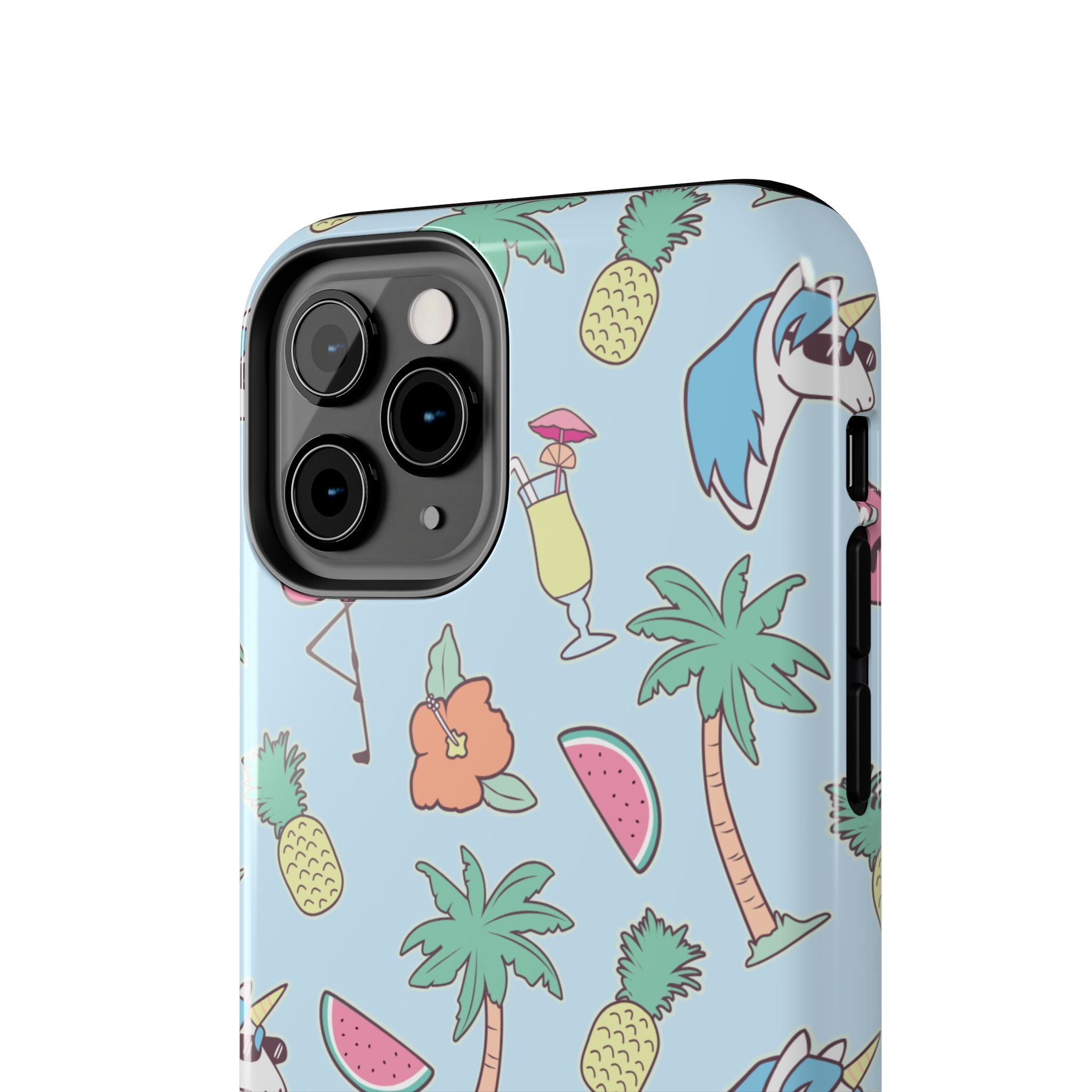 Tropical Summer Tough Phone Case — Pineapple, Flamingo & Palm Pattern