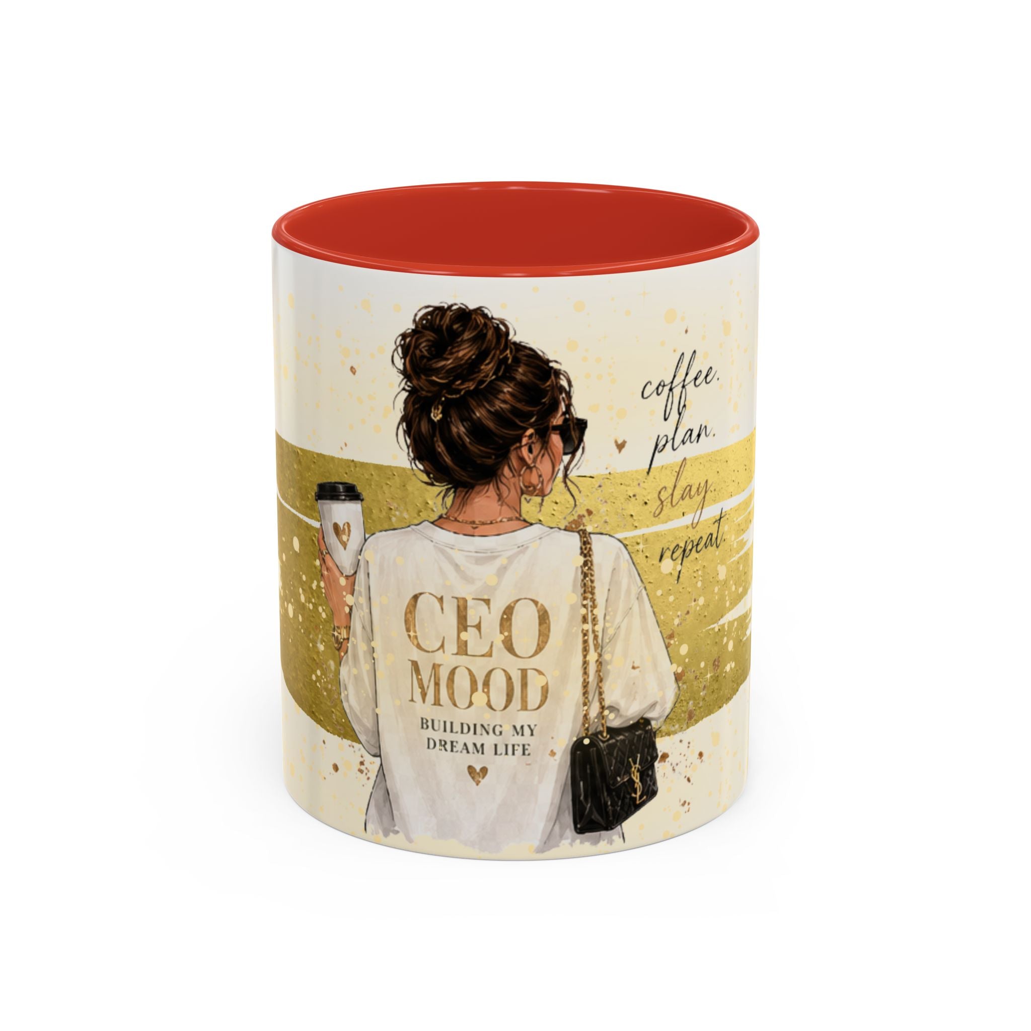 CEO Mood Coffee Mug – 'Coffee Plan, Slay, Repeat' Motivational Accent Mug