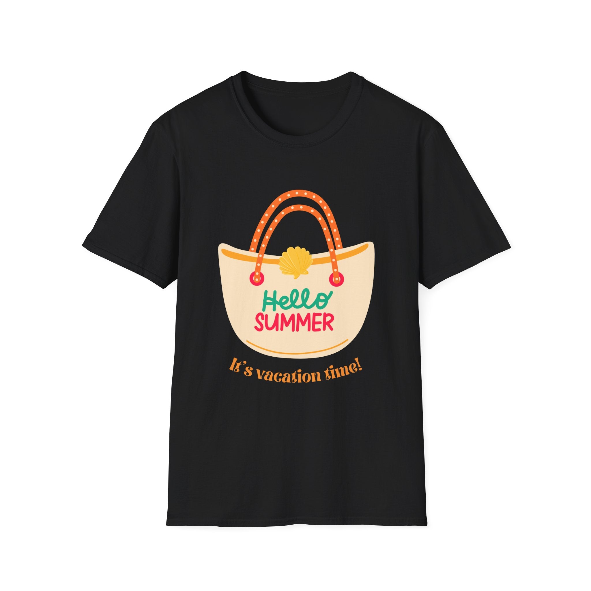 Hello Summer Tote Graphic T-Shirt — "Hello Summer, It’s Vacation Time!"