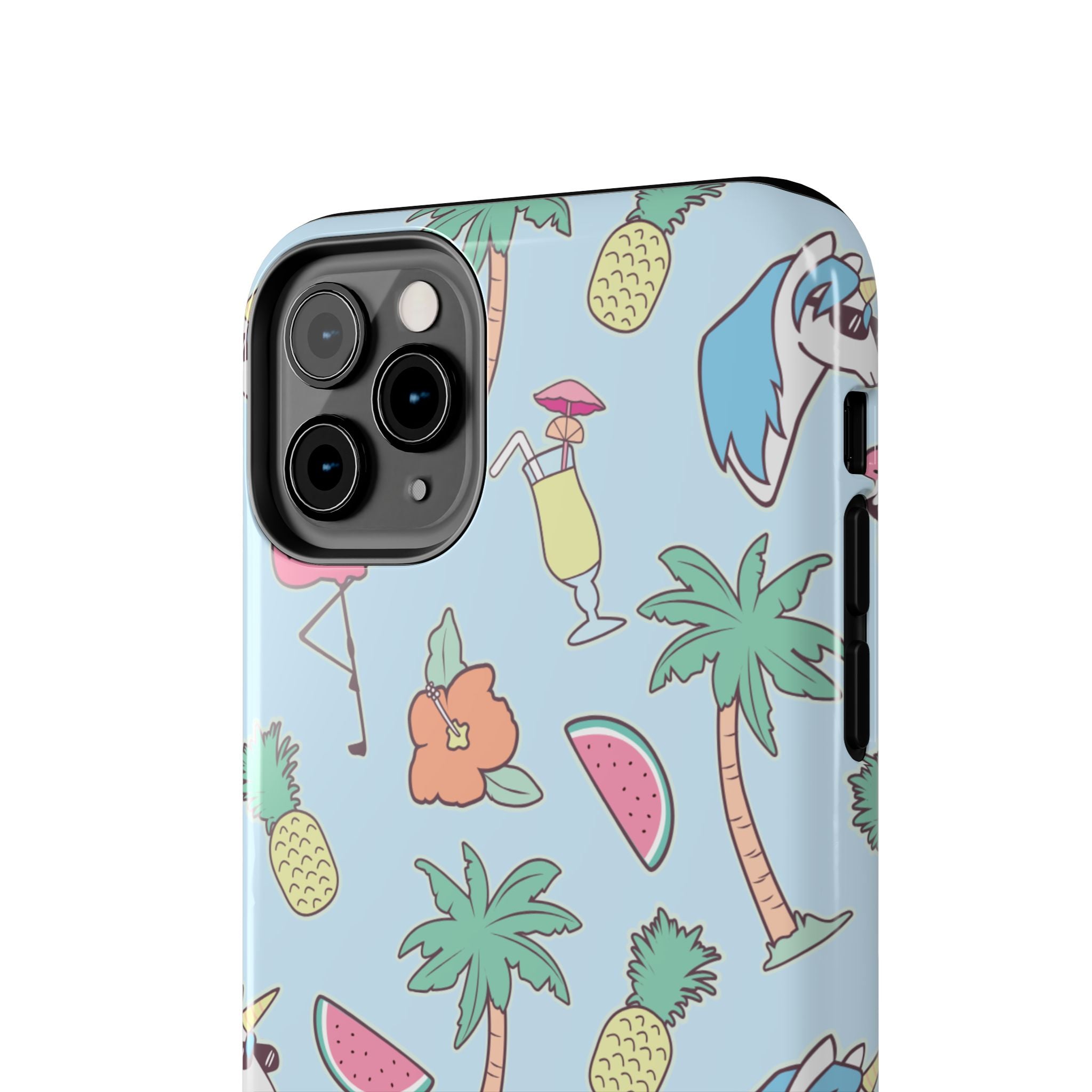 Tropical Summer Tough Phone Case — Pineapple, Flamingo & Palm Pattern