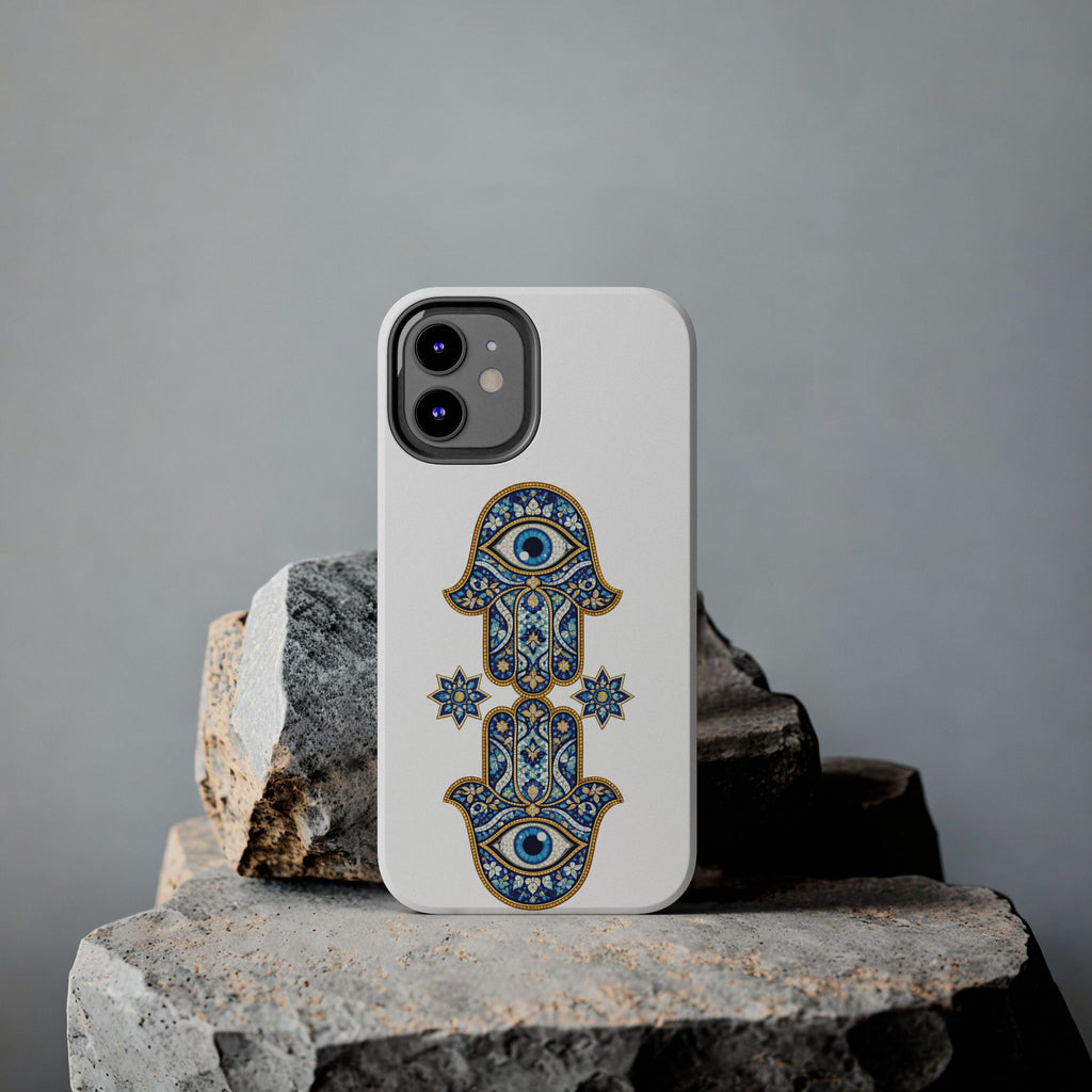 Hamsa Eye Tough Phone Case — Blue Mosaic Protective Phone Cover