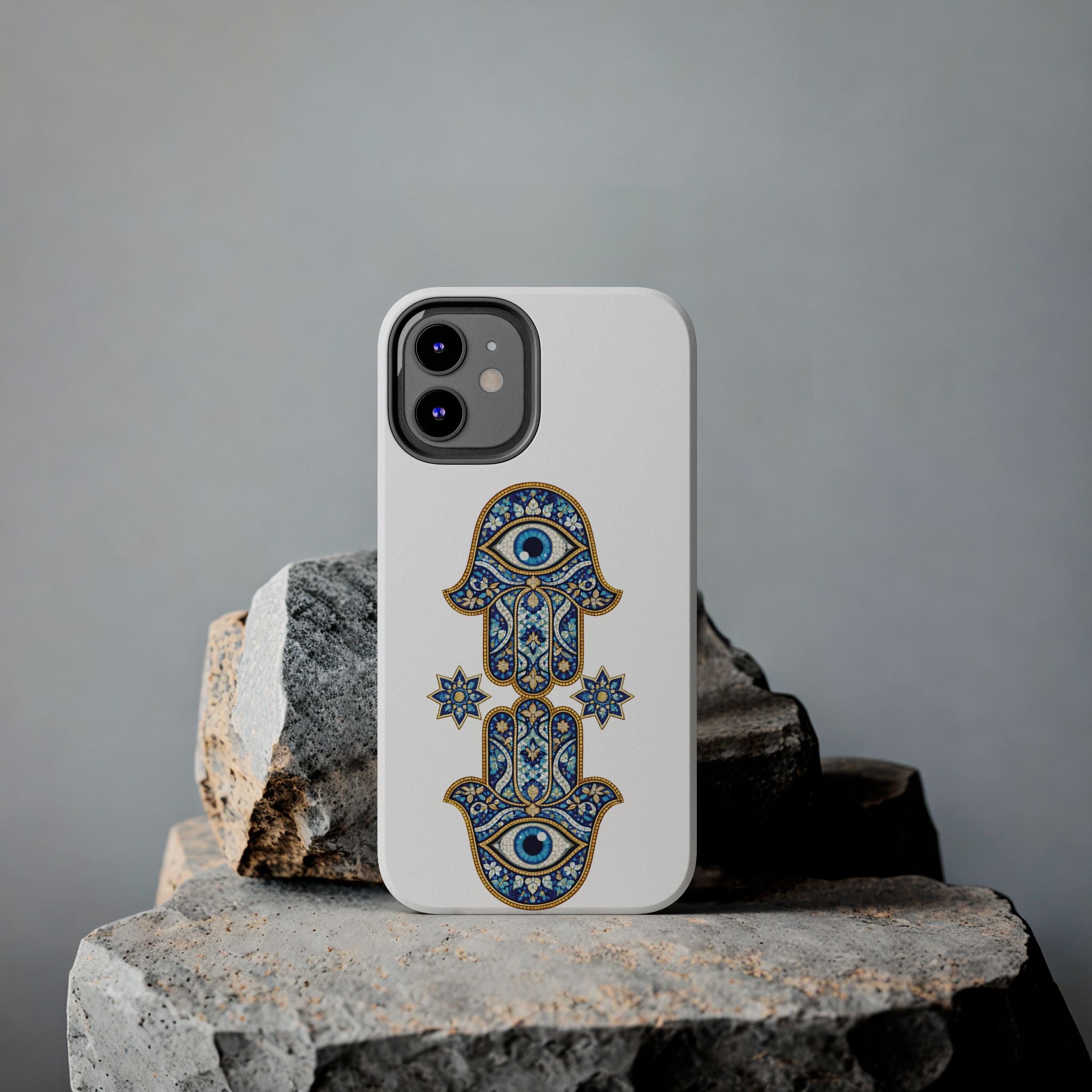 Hamsa Eye Tough Phone Case — Blue Mosaic Protective Phone Cover