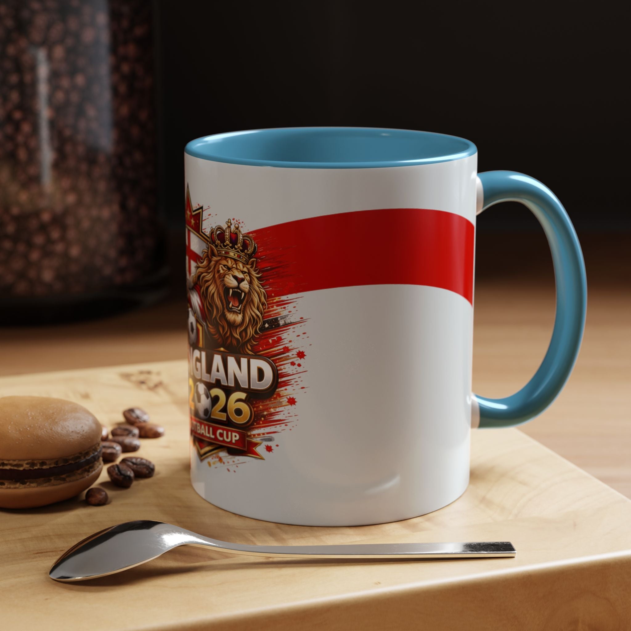 England 2026 Football Cup Accent Mug — Lion & St. George Soccer Coffee Cup (11/15oz)