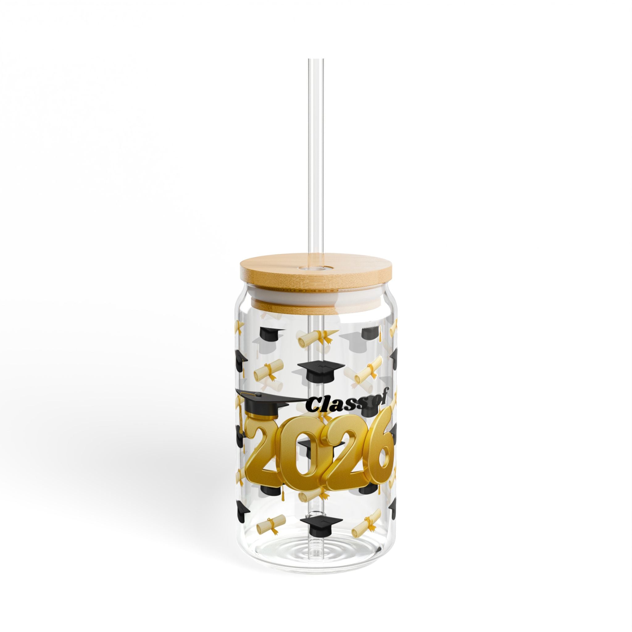 Graduation 2026 Sipper Glass – Class of 2026 Mason Tumbler with Straw