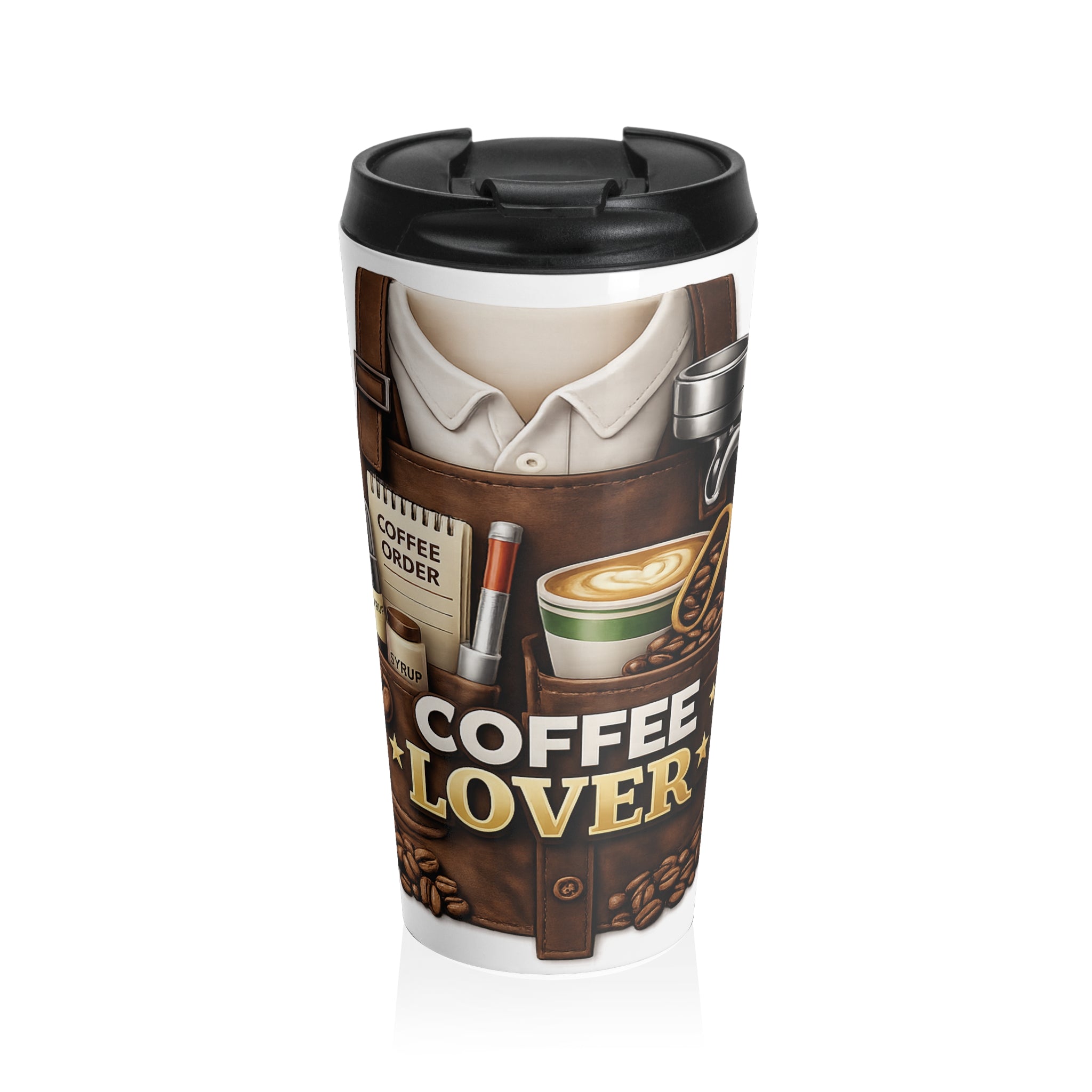Coffee Lover Stainless Steel Travel Mug — Barista Tools & Latte Art Design