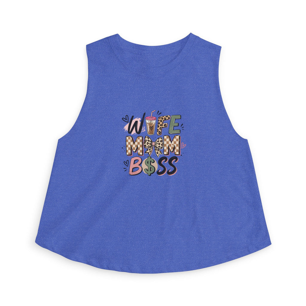 Wife Mom Boss Crop Top — Graphic Women's Cropped Tank for Moms