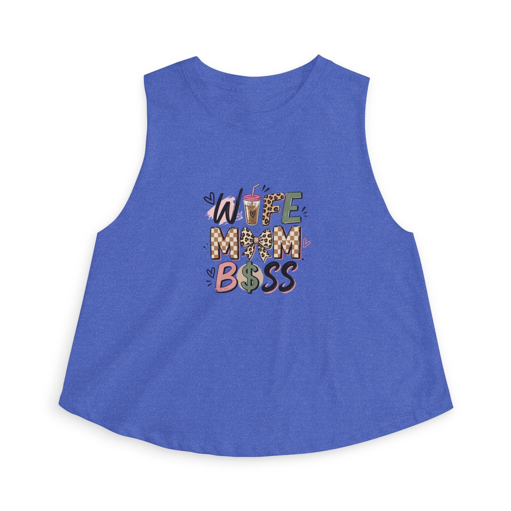 Wife Mom Boss Crop Top — Graphic Women's Cropped Tank for Moms
