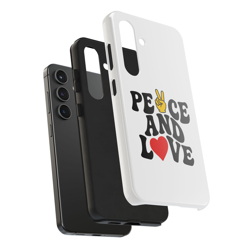 Peace and Love Tough Phone Case — Retro Peace Sign & Heart Protective Cover
