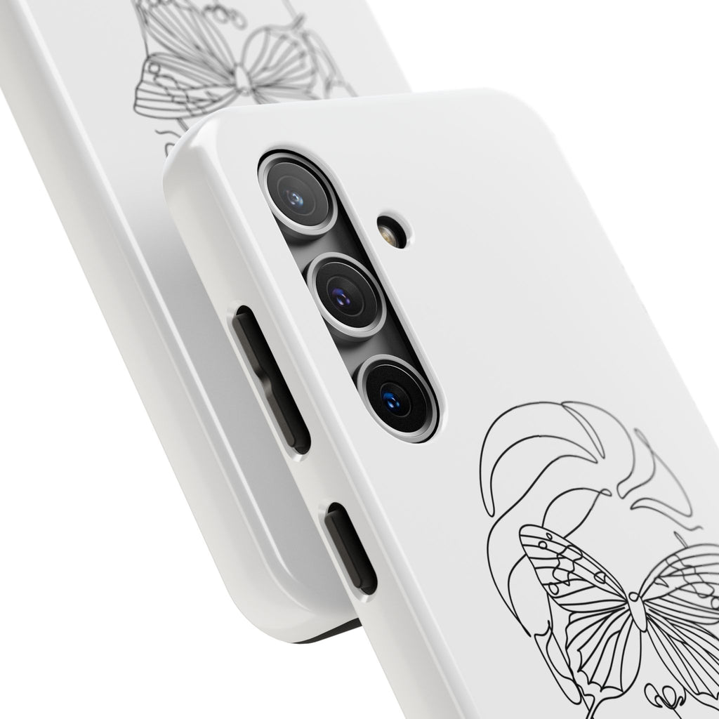 Butterfly Line Art Tough Phone Case — Minimalist Woman Face Design