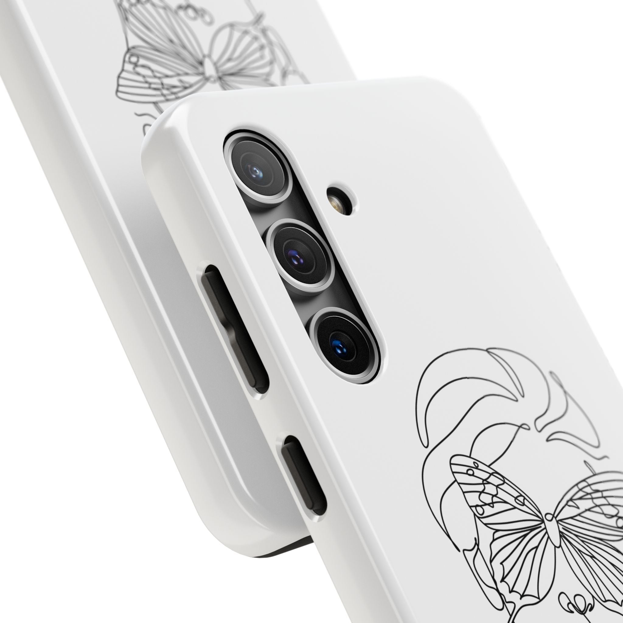Butterfly Line Art Tough Phone Case — Minimalist Woman Face Design