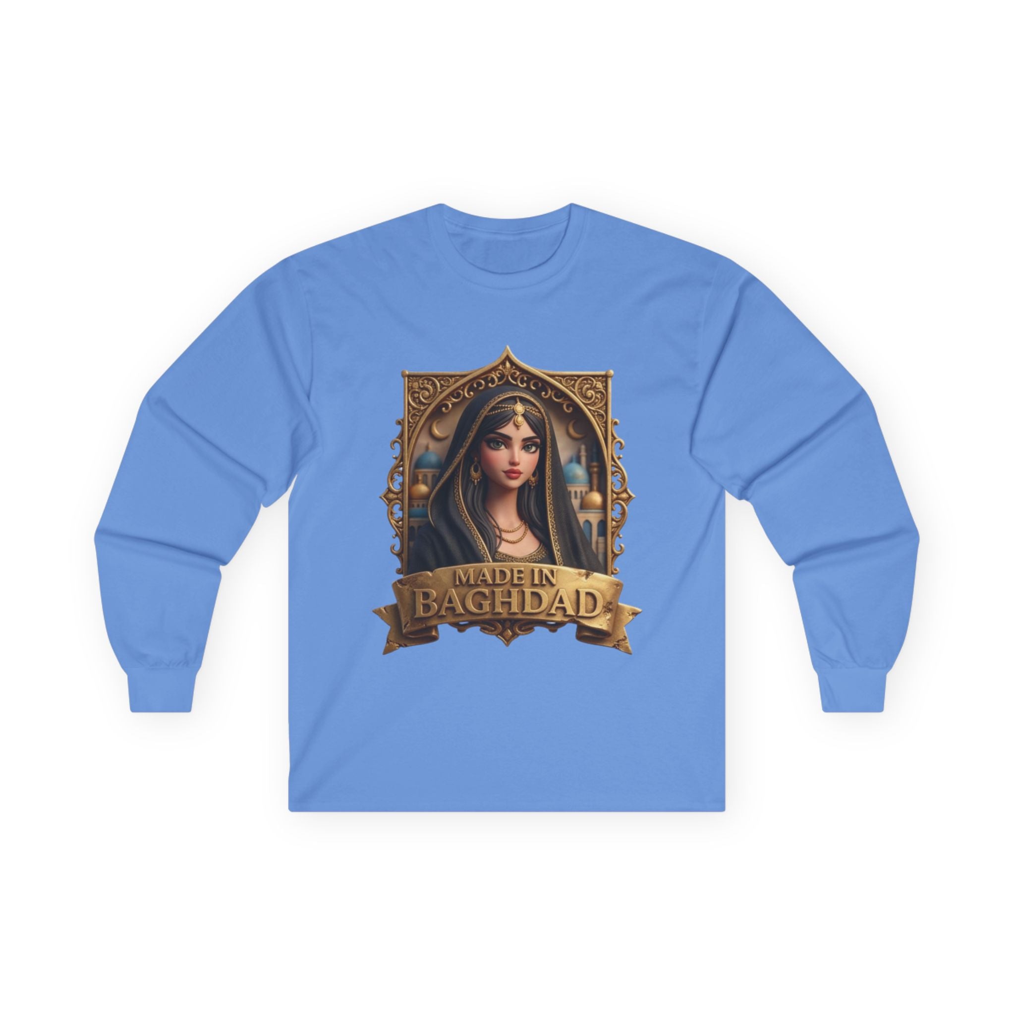 Baghdad Maiden Long Sleeve Tee — Vintage Middle Eastern Portrait Graphic