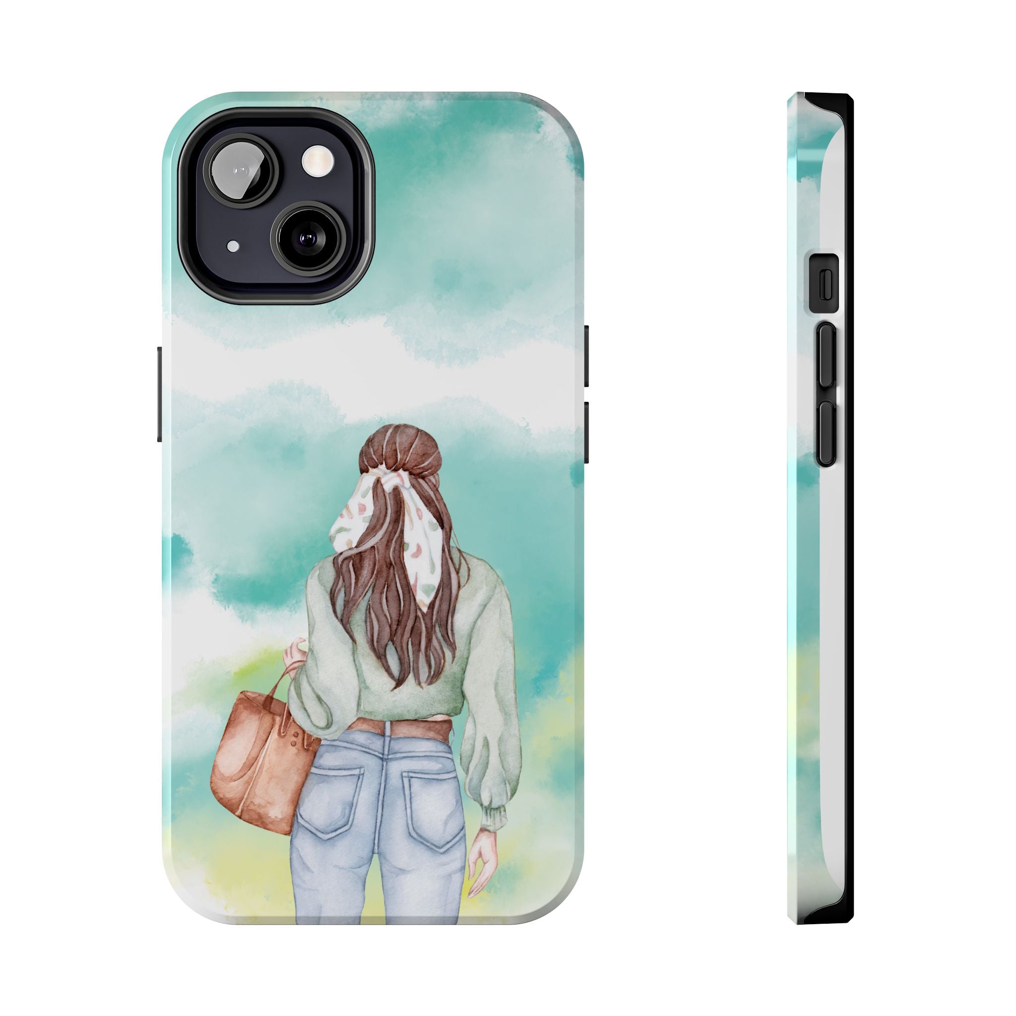 Watercolor Girl Tough Phone Case — Trendy Pastel Back-to-School Protective Cover