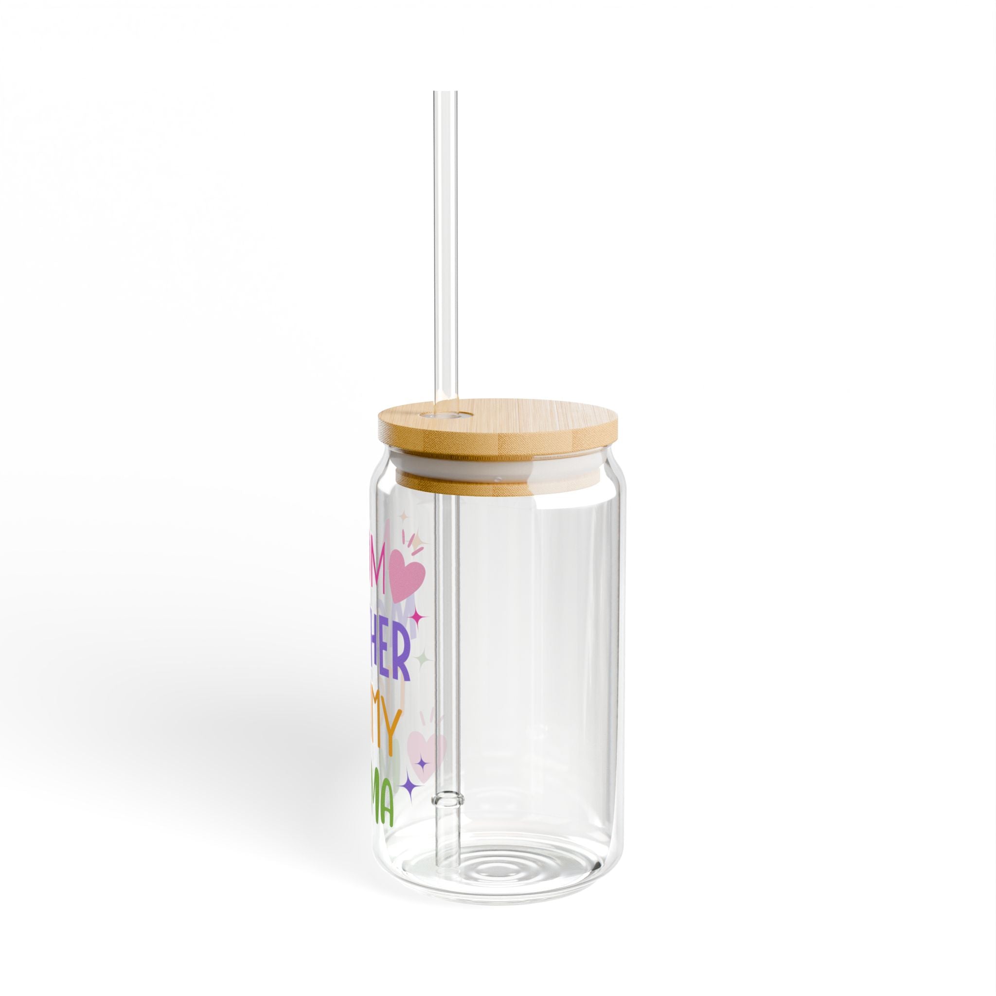Mom / Mother / Mommy / Mama 16oz Sipper Glass – Colorful Mother's Day Gift with Bamboo Lid & Straw