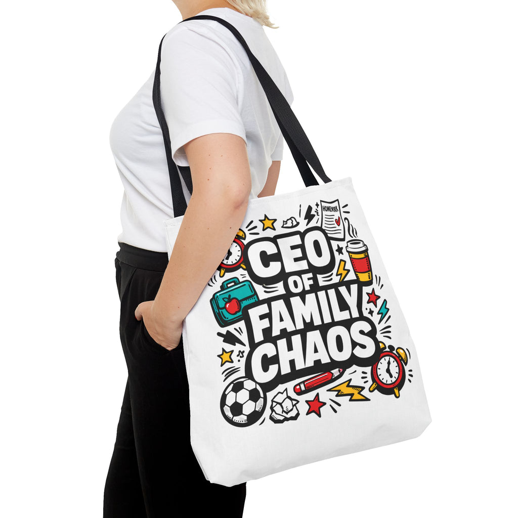 CEO of Family Chaos Tote Bag – Funny Mom/Dad Gift, Daily Errand & School Run Tote